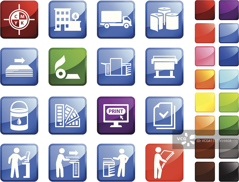 印刷出版行业十六矢量图标贴纸图片素材