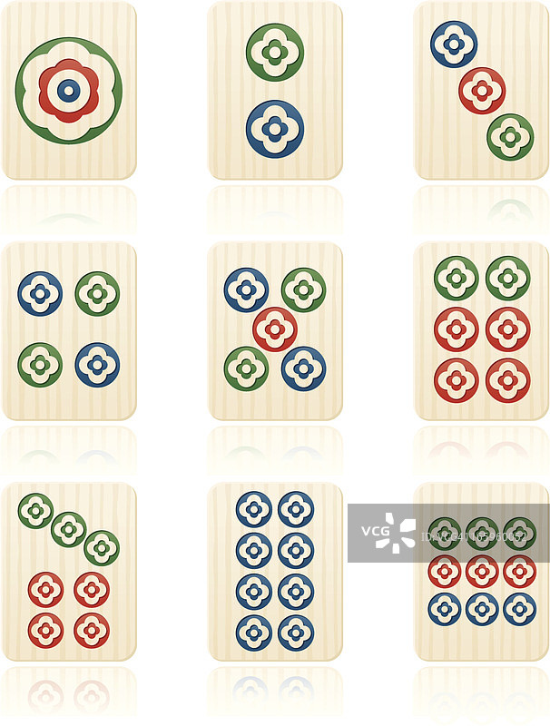 麻将牌：圆饼图片素材