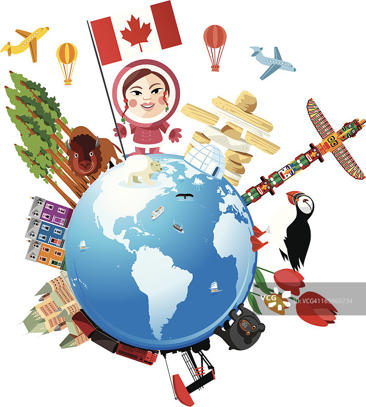 加拿大旅游卡通图片素材