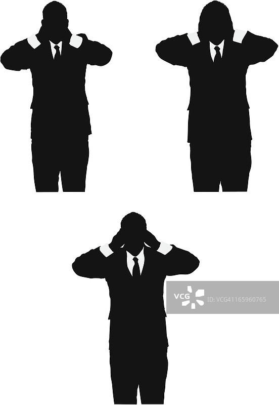 三只商务猴子剪影图片素材