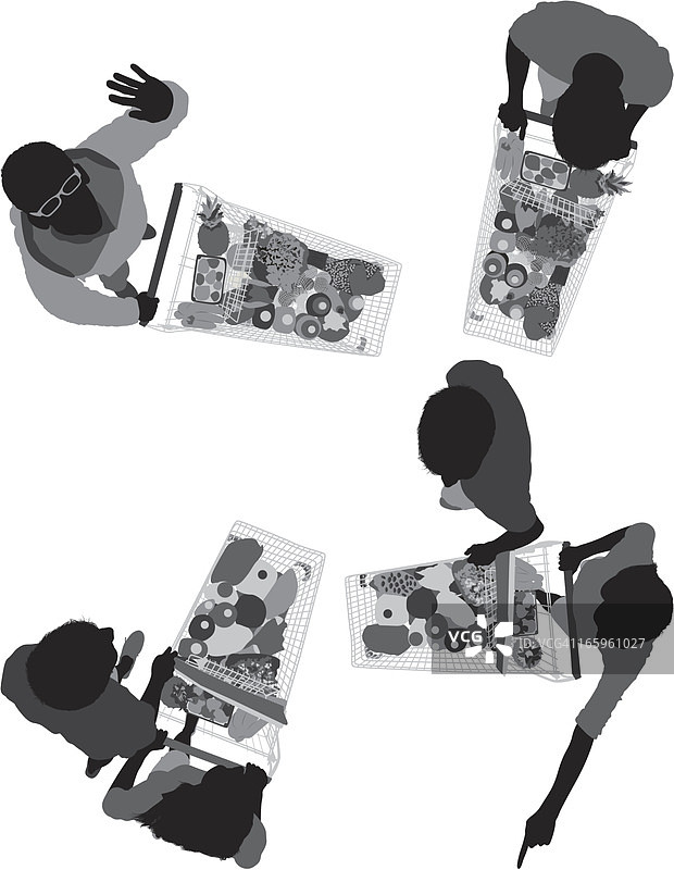 在超市购物的人群剪影图片素材