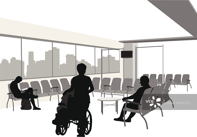 医疗保健等候区矢量剪影图片素材