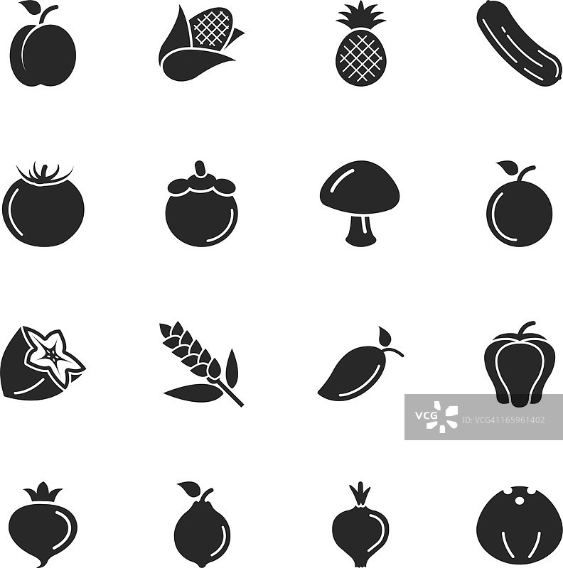 水果和蔬菜剪影图标|第二组图片素材