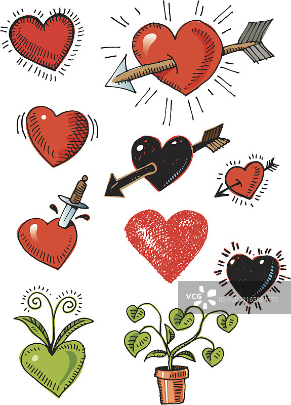 手绘爱心图片素材
