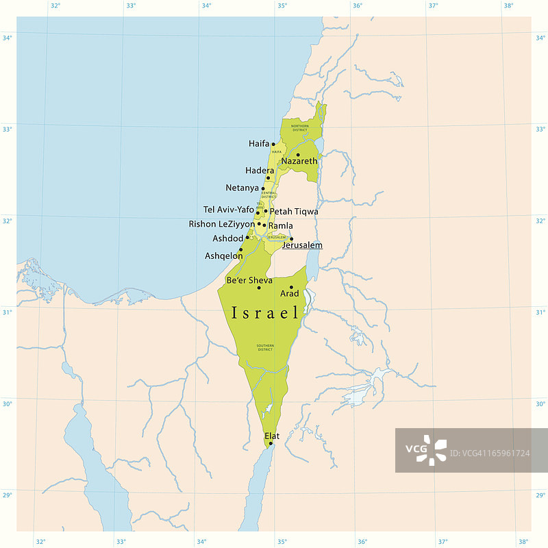 以色列矢量地图图片素材