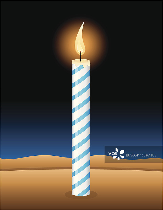 蛋糕上点燃的生日蜡烛的艺术家印象图片素材