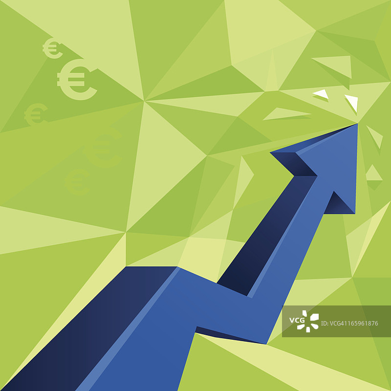 货币箭头图，欧元符号 - 上涨图表图片素材