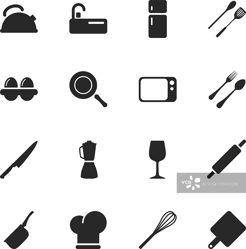 厨房设计剪影图标图片素材