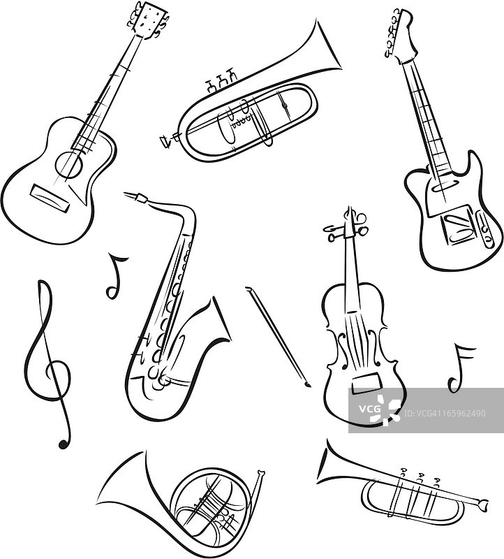 乐器线条画图片素材