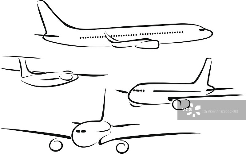 飞机线条画图片素材