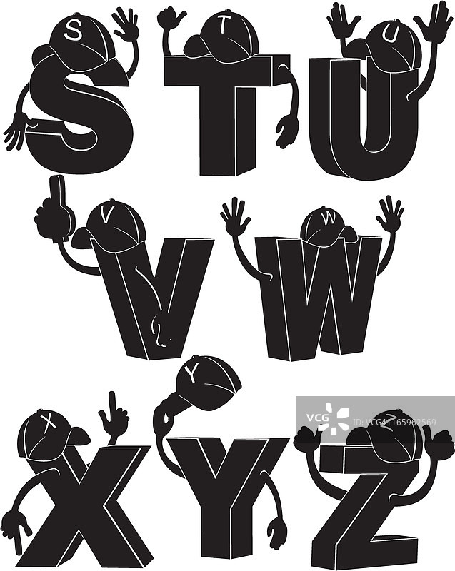 运动吉祥物字体S到Z图片素材