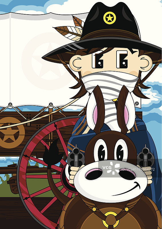 可爱牛仔警长骑马图片素材