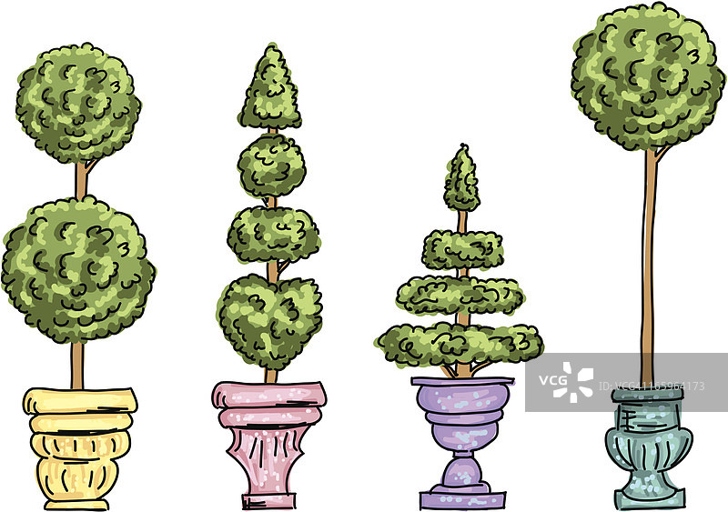 盆栽可爱卡通造型树图片素材