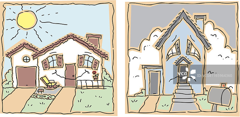 快乐与悲伤的房子图片素材