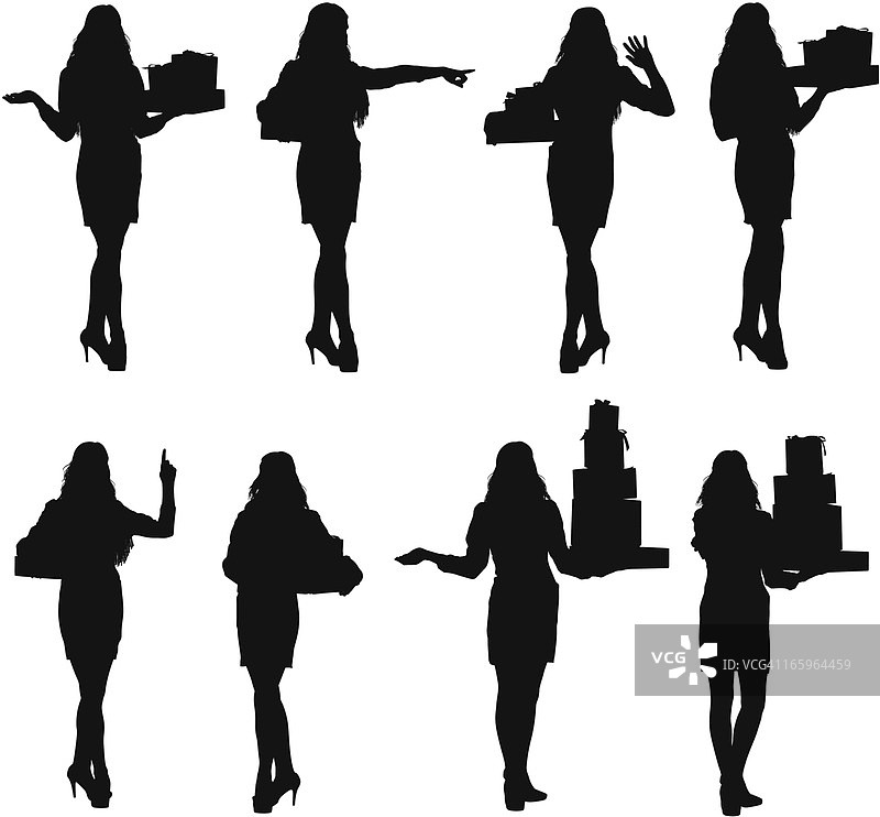 carrying 礼物的女人图片素材