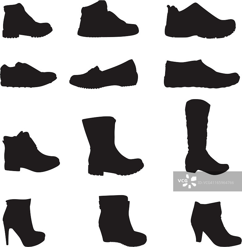 鞋子轮廓剪影图片素材