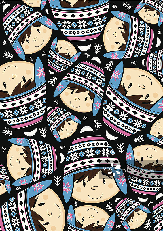 戴圣诞帽的可爱男孩图案图片素材