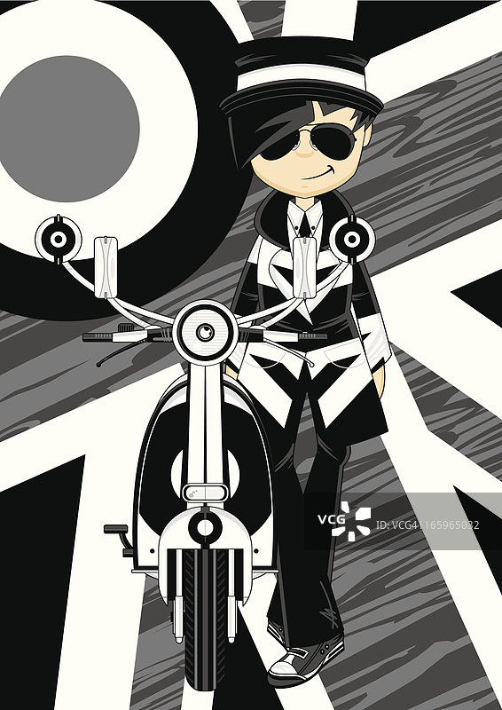 复古滑板车酷女孩图片素材
