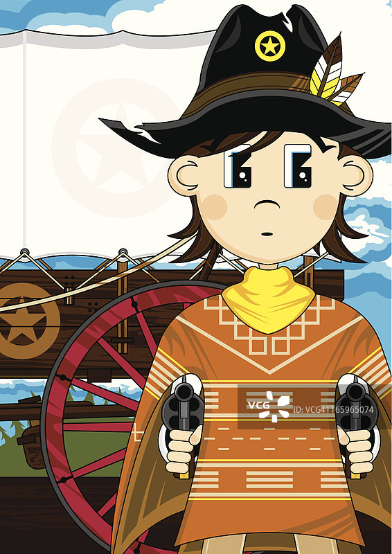 牛仔警长与炊事马车图片素材