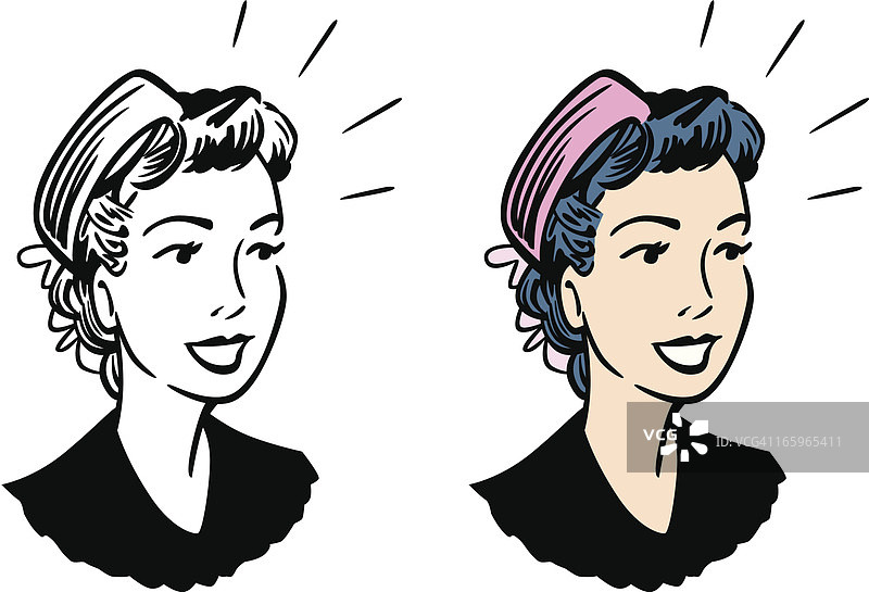 戴帽子的复古女性图片素材