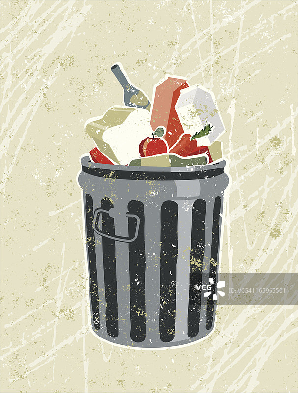 垃圾箱里的食品杂货图片素材