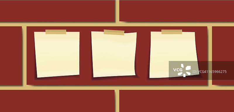 墙上的三张便签纸图片素材