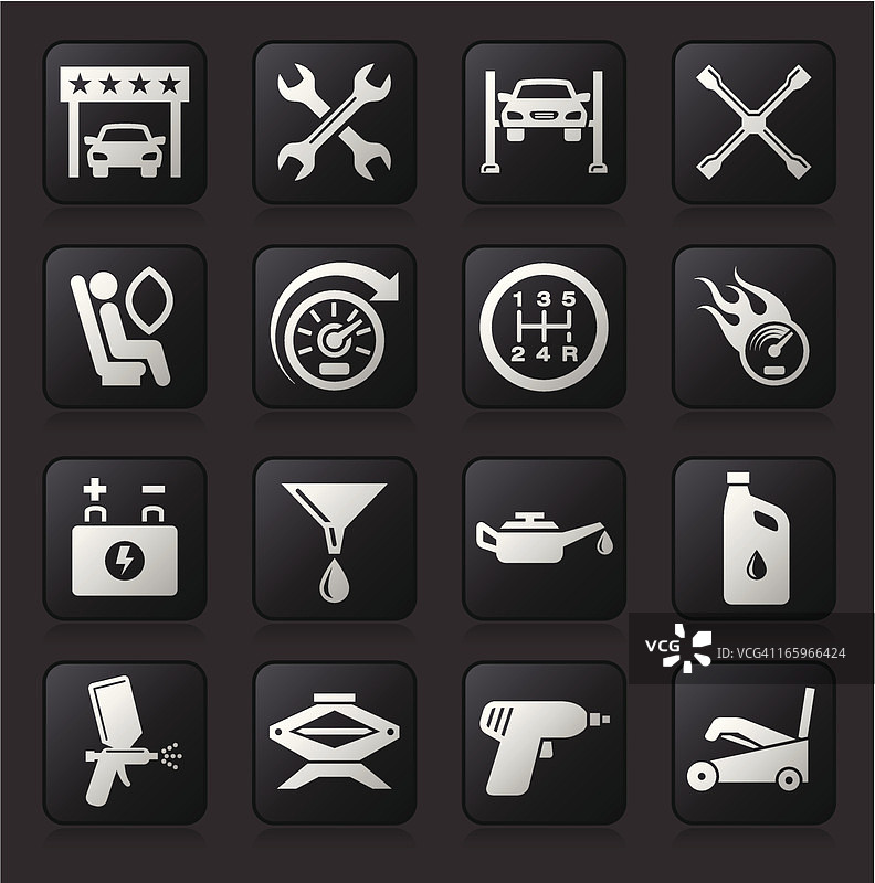 汽车检查与维修黑色按钮合集图片素材