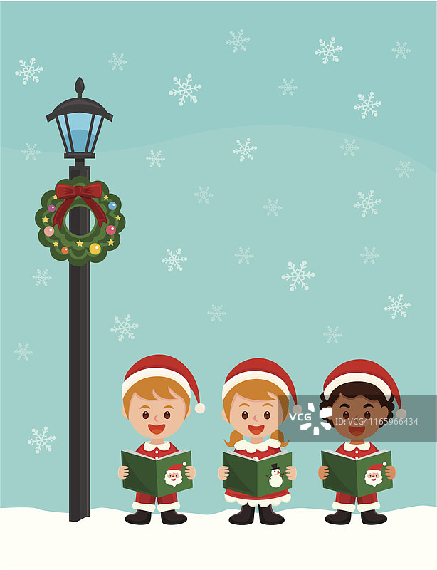 孩子们在圣诞节颂歌图片素材