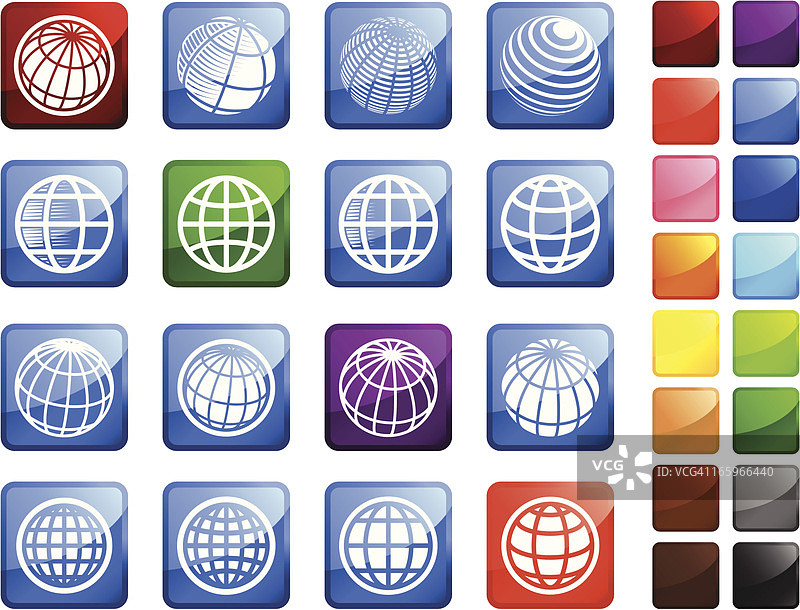 免版税地球仪矢量艺术超级矢量图标贴纸集图片素材