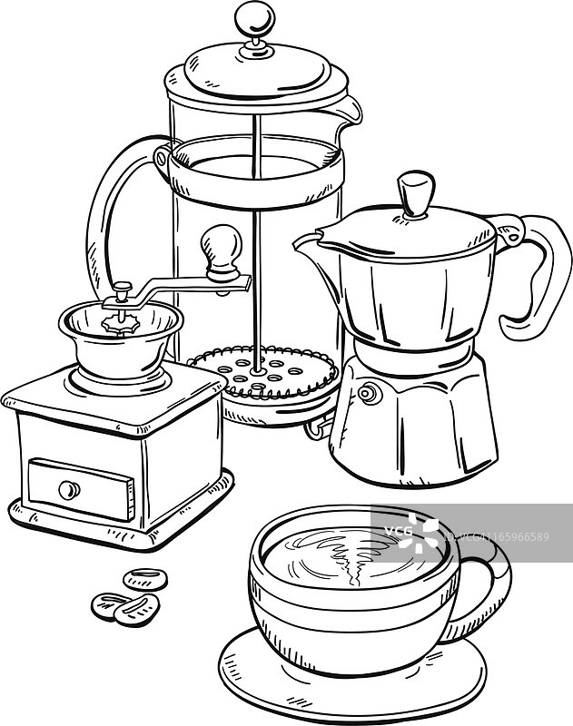 黑白咖啡设备图片素材