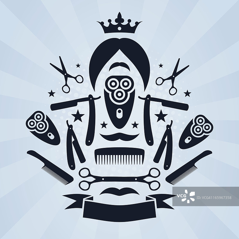 男士理发师纹章图片素材