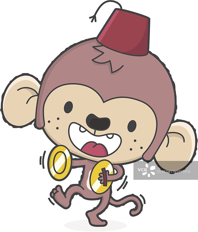 戴土耳其帽的卡通音乐猴图片素材