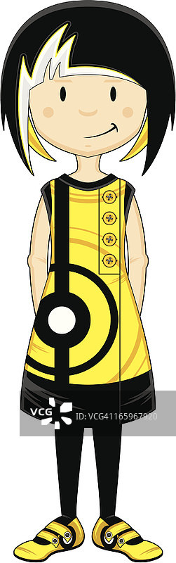 身穿黄色连衣裙的时尚女孩图片素材