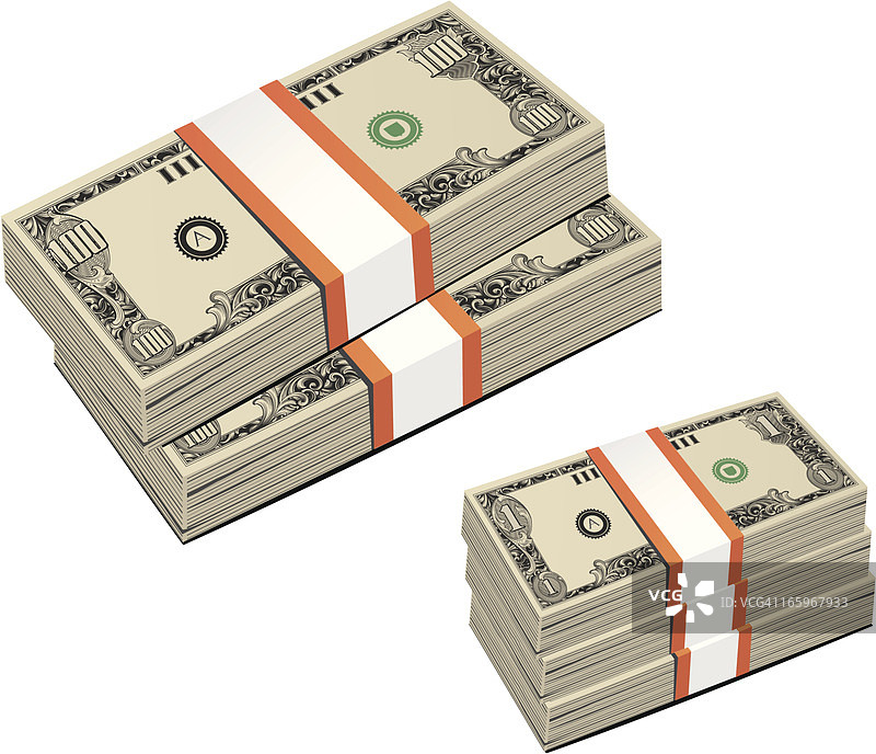 美元钞票堆叠图片素材