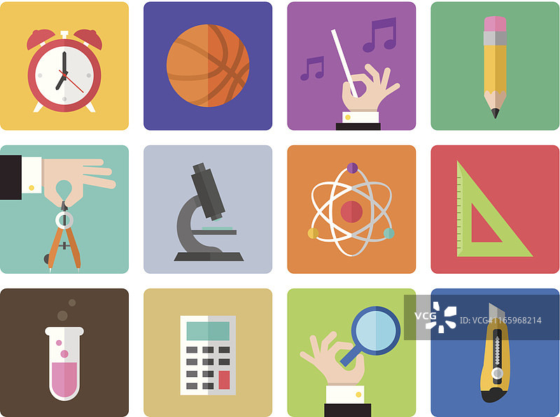 教育彩色图标集图片素材