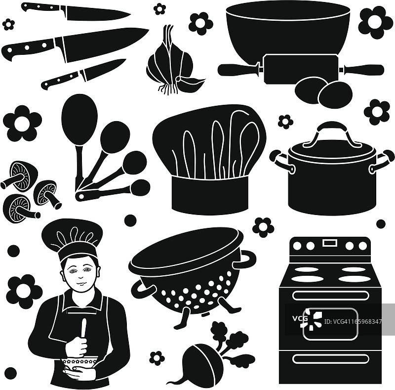 厨师与厨房设备图片素材