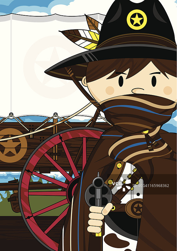 牛仔警长与炊事马车图片素材