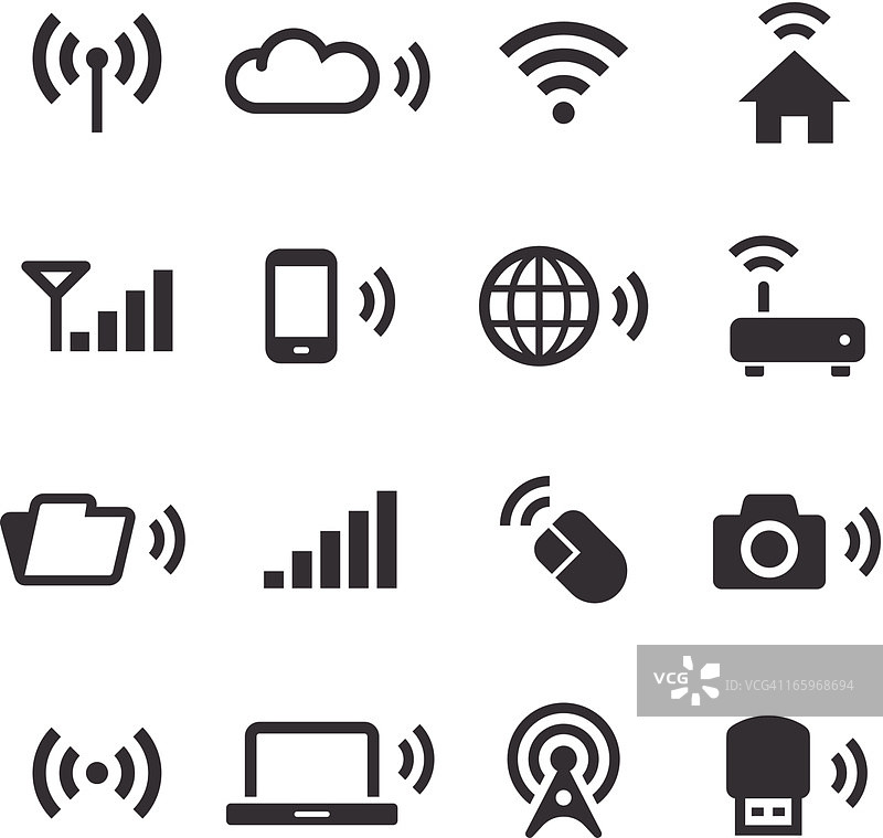 单色图标集|无线技术图片素材