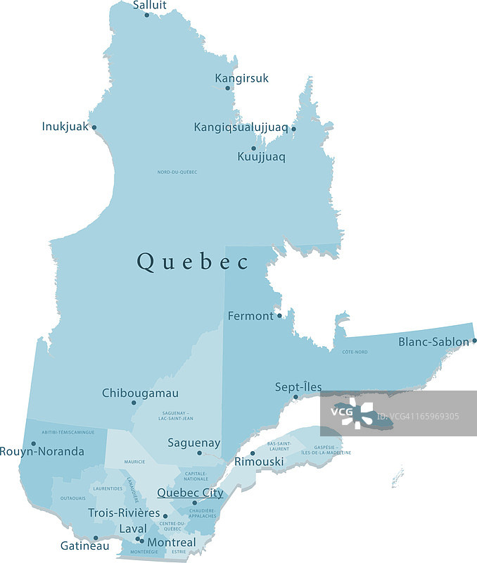 魁北克矢量地图区域图片素材