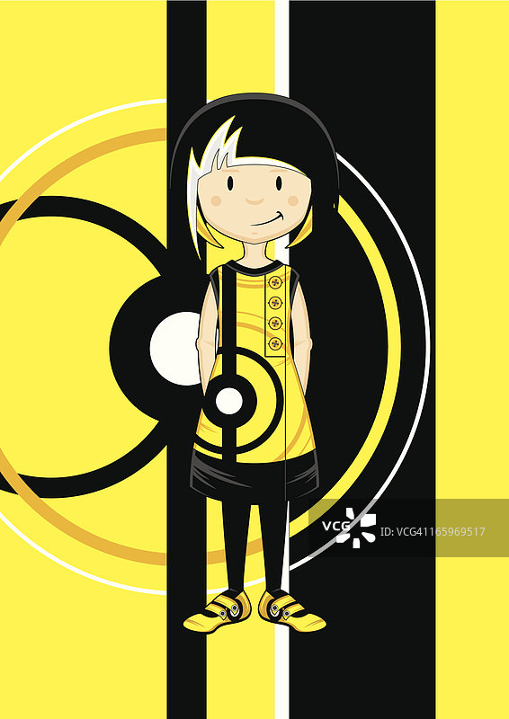 身穿黄色连衣裙的时尚女孩图片素材