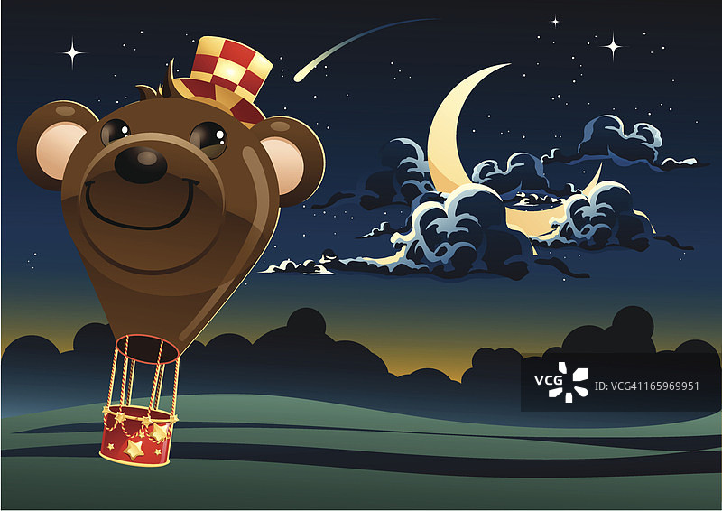 小熊造型热气球图片素材