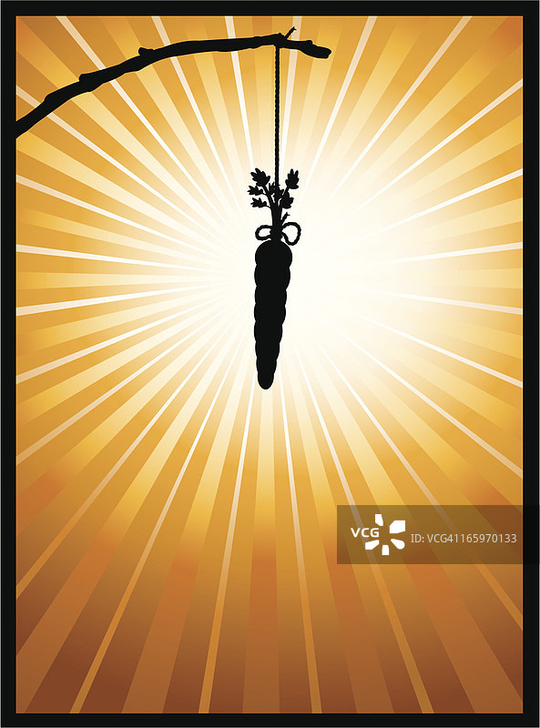 诱惑：挂在棍子上的胡萝卜图片素材