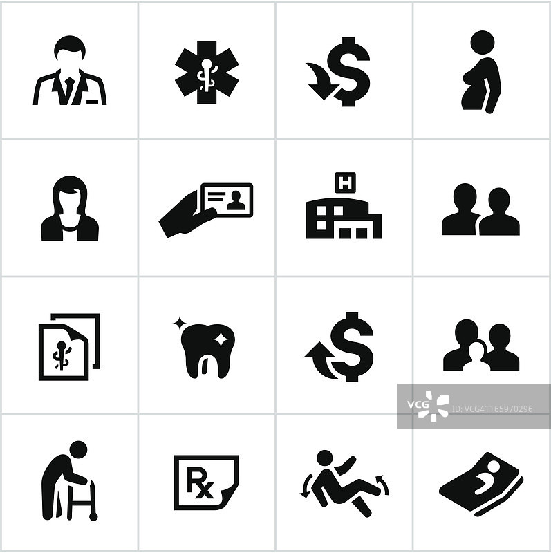 黑色健康保险图标图片素材