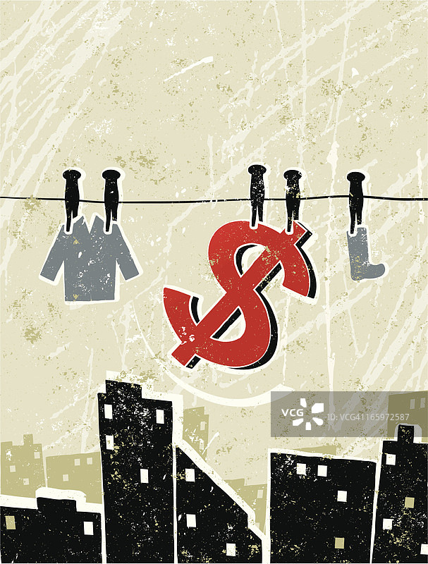 晾衣绳上的美元符号图片素材