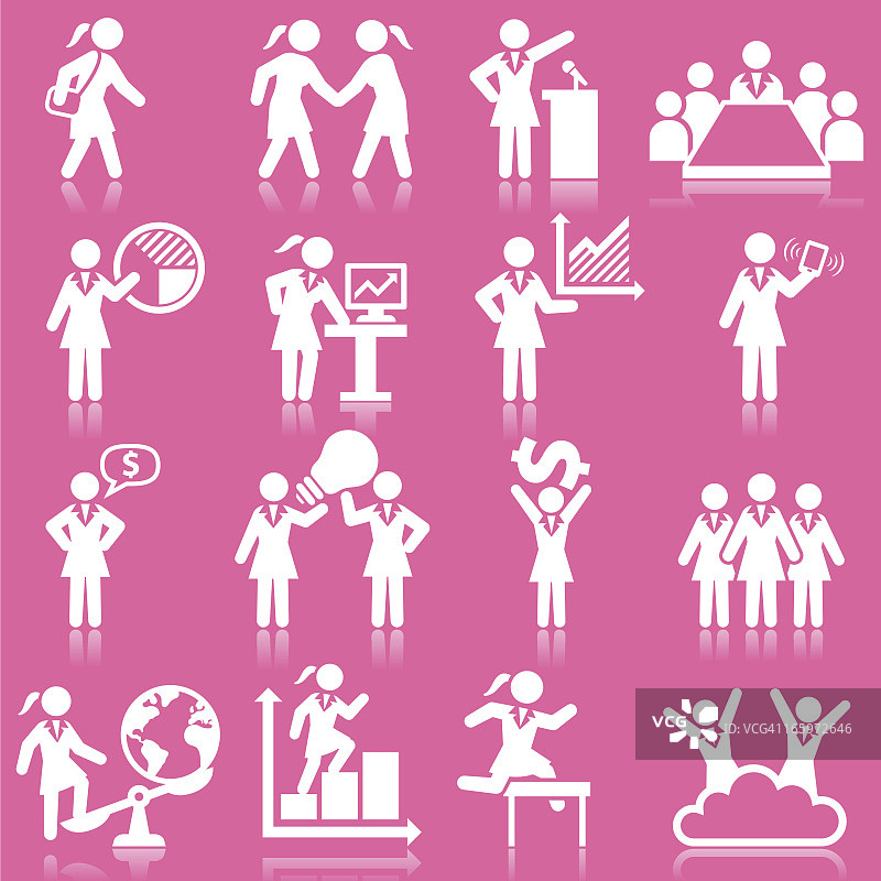 全球商业女性团队演示（粉色和白色套装）图片素材