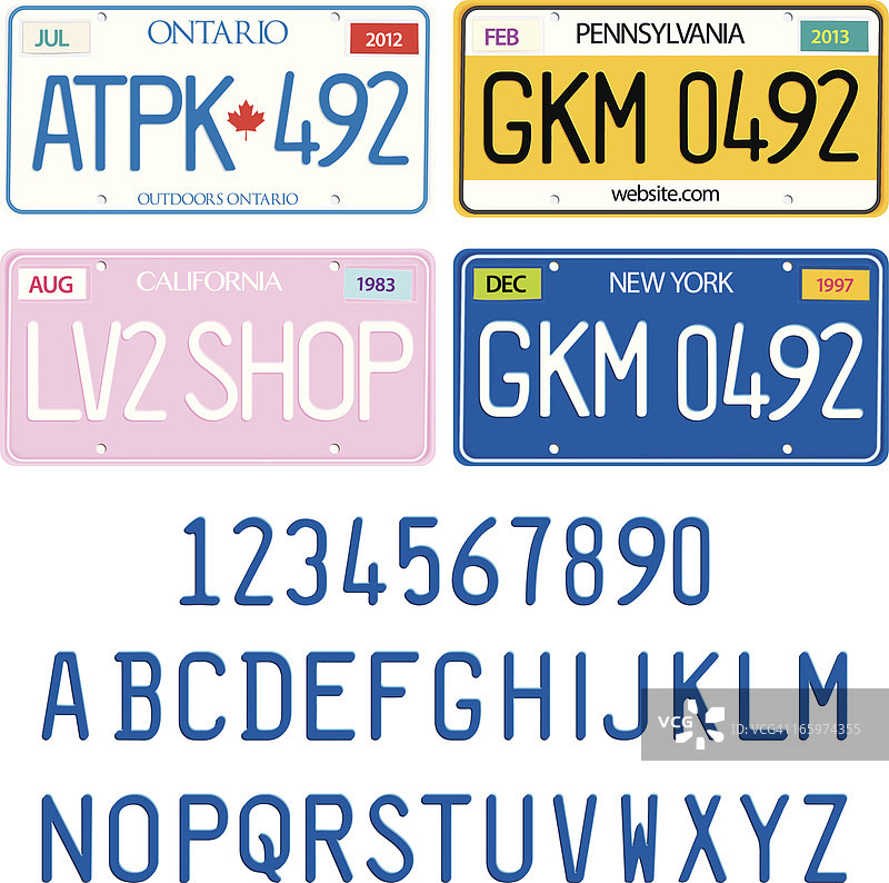 字母数字车牌矢量素材图片素材
