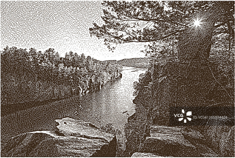 日落时分的河流风光图片素材