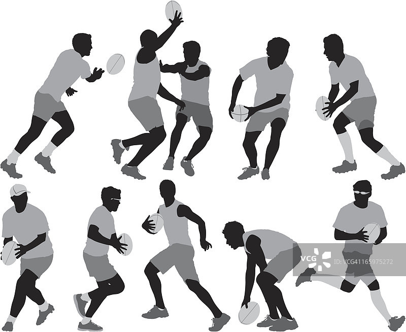 打橄榄球的运动员剪影图片素材