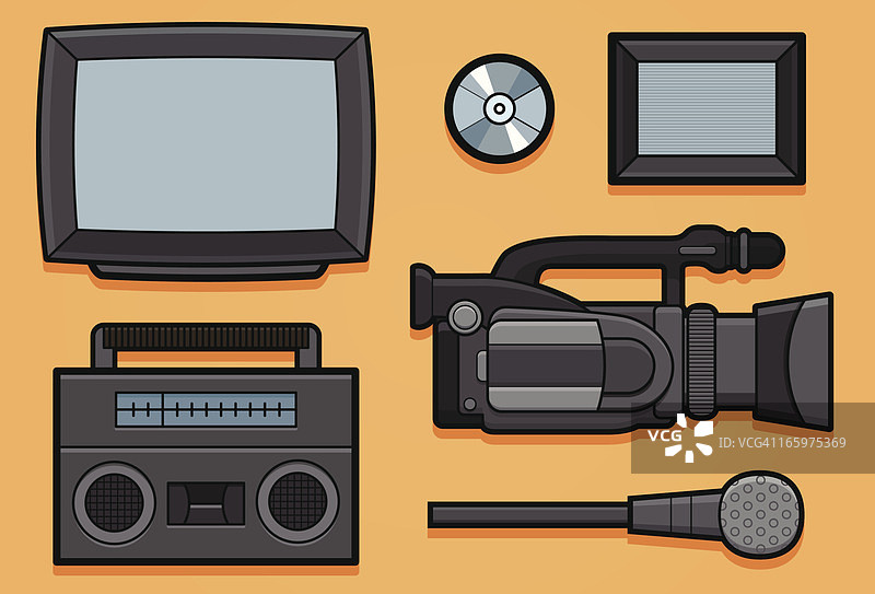 录音元素：电视、收录音机、摄像机图片素材