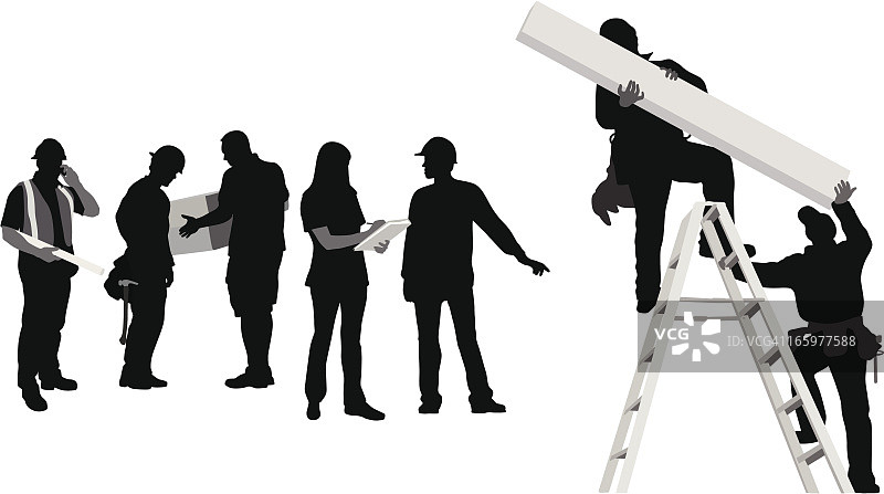 建筑工作矢量剪影图片素材